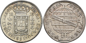 Brasilien. Johann VI. Prinzregent und König 1799-1822 

960 Reis 1815 -Rio de Janeiro-. KM 307.3. leichte Überprägungsspuren, vorzüglich