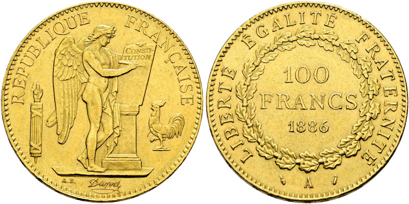 Frankreich-Königreich. Dritte Republik 

100 Francs 1886 -Paris-. Typ Genius. ...