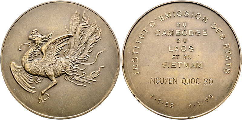 Französisch Indochina. 

Bronzene Prämienmedaille 1955 unsigniert, des Ausgabe...