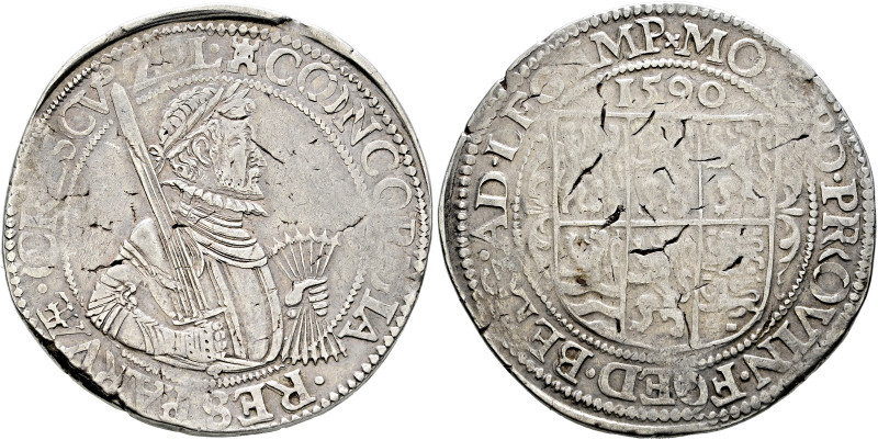 Niederlande-Zeeland. 

Leicester Reichstaler 1590. Mit dem Hüftbild von Sir Ro...