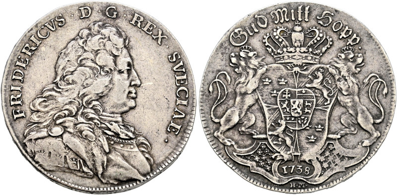 Schweden. Friedrich I. von Hessen-Kassel 1720-1751 

Riksdaler 1738 -Stockholm...