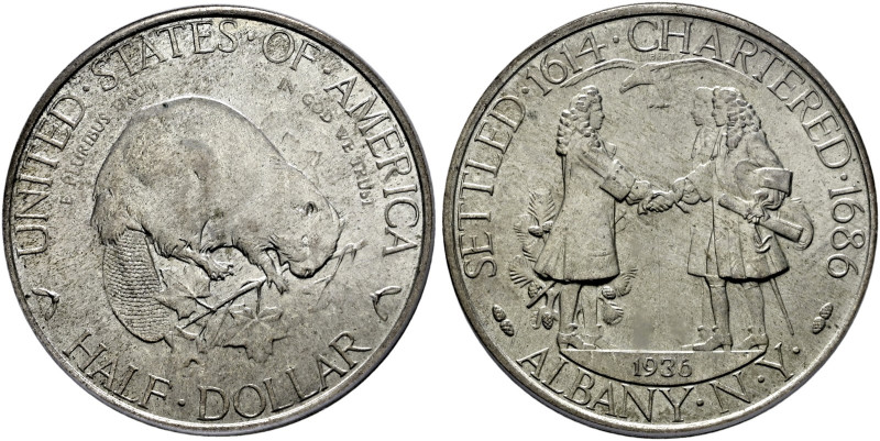 USA. 

Gedenk-Halfdollar 1936. Albany, N.Y., Charter Anniversary. KM 173. In P...