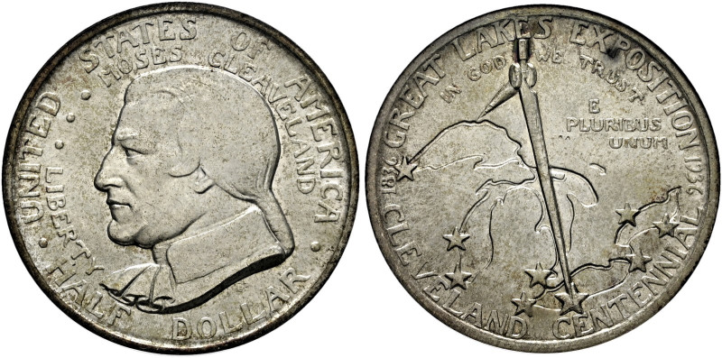 USA. 

Gedenk-Halfdollar 1936 -Philadelphia-. Cleveland-Great Lakes Exposition...