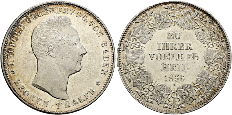 Baden-Durlach. Leopold 1830-1852 

Kronentaler 1836. "Zu Ihrer Völker Heil". A...