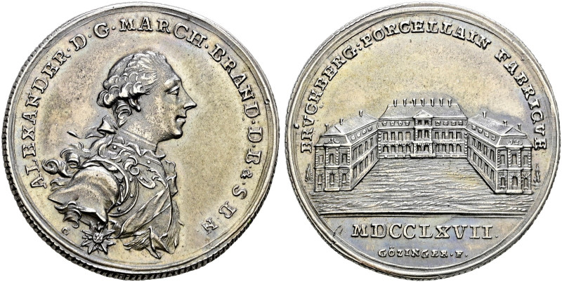 Brandenburg-Ansbach. Alexander 1757-1791 

Silbermedaille 1767 von J.S. Götzin...