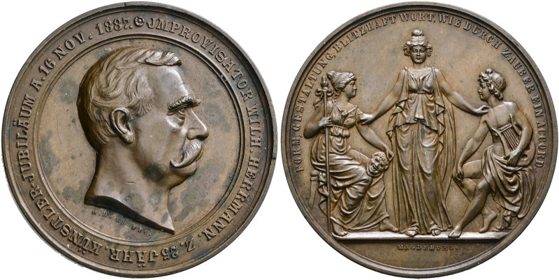 Magdeburg, Stadt. 

Bronzemedaille 1887 von H. Held, auf das 25-jährige Künstl...