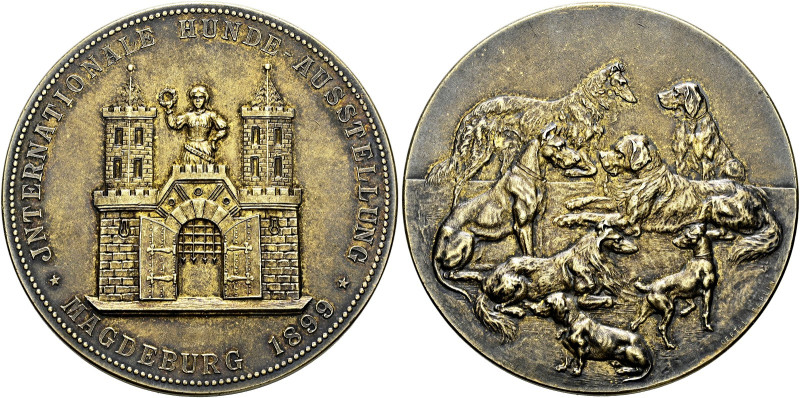 Magdeburg, Stadt. 

Vergoldete Bronzemedaille 1899. Hergestellt bei Oertel, Be...