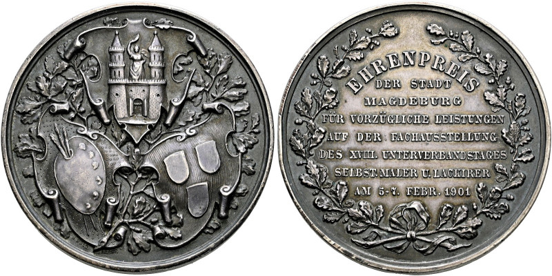 Magdeburg, Stadt. 

Silberne Prämienmedaille 1901 aus der Werkstatt H. Held Na...