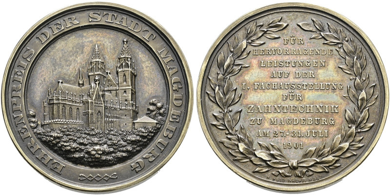 Magdeburg, Stadt. 

Prämienmedaille in vergoldeter Bronze 1901. Für hervorrage...