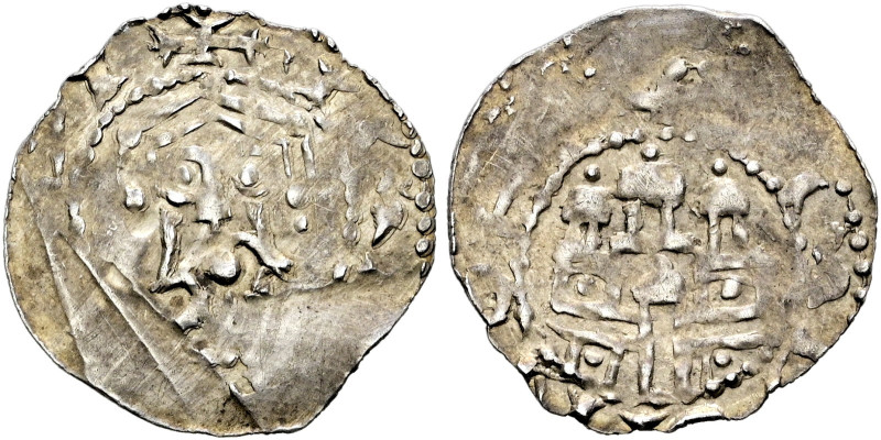 Nürnberg, Reichsmünzstätte. Heinrich IV. 1056-1106 

Pfennig. Frontalbüste mit...