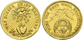 Nürnberg. Nürnberg, Stadt. 

Goldmedaille im Dukatengewicht o.J. (um 1700) unsigniert, auf die Ehe. Strahlende Heilig-Geist-Taube über zwei brennend...