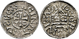 Regensburg, königliche Münzstätte. Heinrich IV. der Heilige, als König (II.) 1002-1009-1024 

Denar 1002/09. +HEINRTICVSREX. Kreuz, in den Winkeln K...