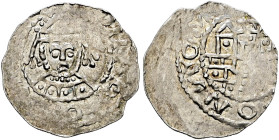 Regensburg, königliche Münzstätte. Heinrich IV. als König 1056-1084, (Kaiser bis 1106) 

Denar (zusammen mit Bischof Gebhard III.) Typ 1 um 1058. //...