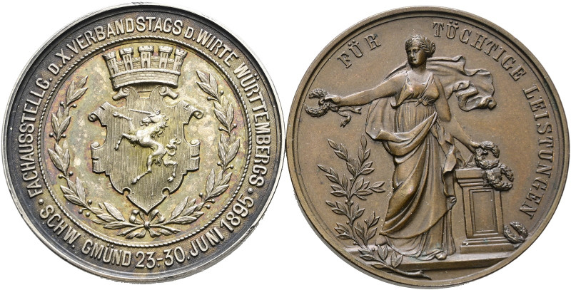 Schwäbisch Gmünd, Stadt. 

Lot (2 Stücke): silberne Prämienmedaille 1895 von M...