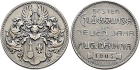 Stuttgart-Stadt. Sammlung Hartmut Schulz 

Mattierte Silbermedaille 1905 unsigniert. Glückwünsche zum Neuen Jahr von August Deahna. Behelmtes Famili...