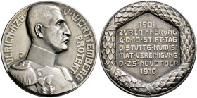 Stuttgart-Stadt. Sammlung Hartmut Schulz 

Mattierte Silbermedaille 1910 von Mayer und Wilhelm (nach einem Entwurf von D. Stocker), auf denselben An...