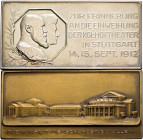 Stuttgart-Stadt. Sammlung Hartmut Schulz 

Lot (2 Stücke): Bronzeplakette 1912 von Mayer und Wilhelm, auf die Einweihung der Königlichen Hoftheater ...
