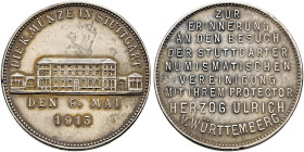 Stuttgart-Stadt. Sammlung Hartmut Schulz 

Guldenförmige Silbermedaille 1913 unsigniert, auf den Besuch der Königlichen Münze durch die Numismatisch...