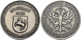Stuttgart-Stadt. Sammlung Hartmut Schulz 

Versilberte Bronzemedaille 1926 unsigniert, auf die Reichsfachausstellung des Deutschen Schuh­macherhandw...
