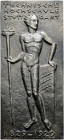 Stuttgart-Stadt. Sammlung Hartmut Schulz 

Geschwärzte, einseitige Eisengussplakette 1929 mit Signatur LU(?), auf denselben Anlass. Stehender männli...