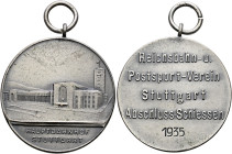 Stuttgart-Stadt. SCHÜTZENMEDAILLEN. Sammlung Hartmut Schulz 

Tragbare, versilberte Bronzemedaille o.J. (1935) von Mayer und Wilhelm, auf das Abschl...