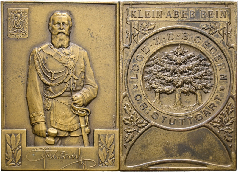 Stuttgart-Stadt. 

Lot (2 Stücke): Mattierte Bronzeplaketten o.J. (ca. 1910) v...