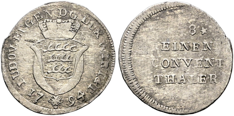 Württemberg. Ludwig Eugen 1793-1795 

3 Kreuzer 1794. KR 456, Ebner 3. feine P...