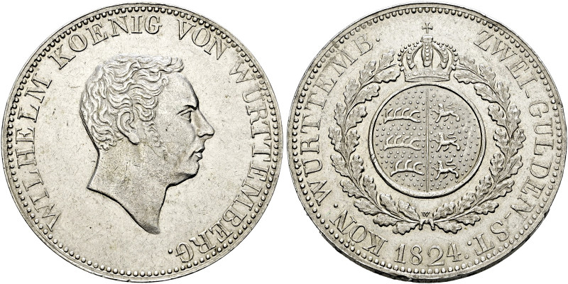 Württemberg. Wilhelm I. 1816-1864 

Doppelgulden 1824. Ohne Punkt nach W und o...