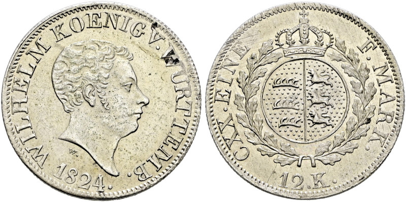 Württemberg. Wilhelm I. 1816-1864 

12 Kreuzer 1824. Mit KOENIG. KR 77, AKS 90...