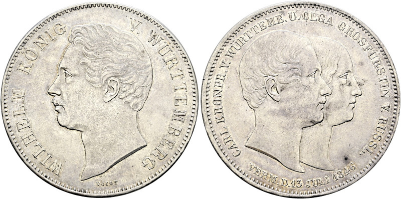 Württemberg. Wilhelm I. 1816-1864 

Doppelter Vereinstaler 1846. Auf die Hochz...