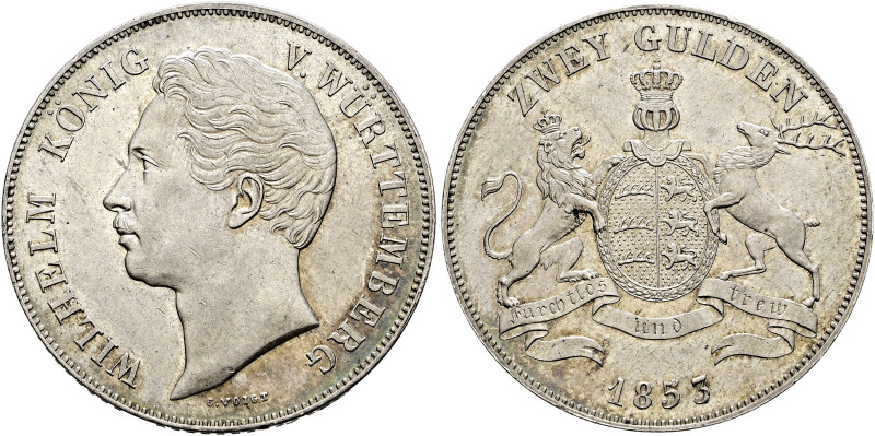 Württemberg. Wilhelm I. 1816-1864 

Doppelgulden 1853. KR 91.9, AKS 76, J. 72,...