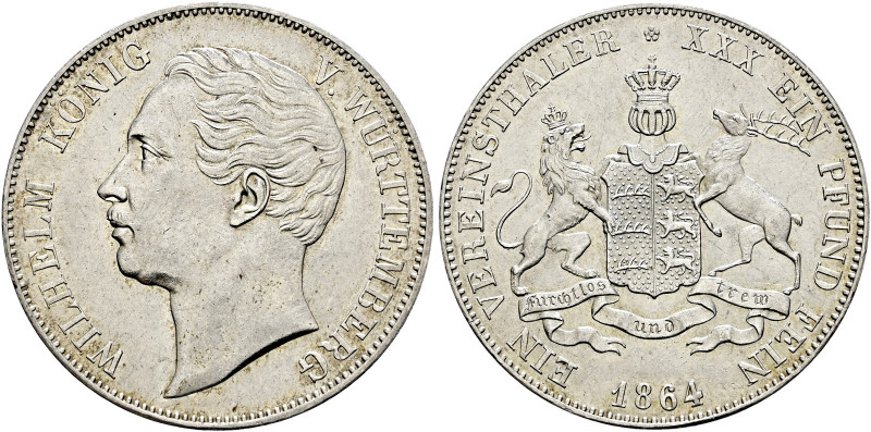 Württemberg. Wilhelm I. 1816-1864 

Vereinstaler 1864. KR 107.7, AKS 77, J. 83...