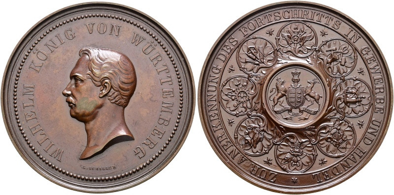 Württemberg. Wilhelm I. 1816-1864 

Bronzene Prämienmedaille o.J. (1858) von G...