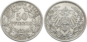 Kleinmünzen. 

50 Pfennig 1896 A. J. 15. winzige Kratzer, vorzüglich