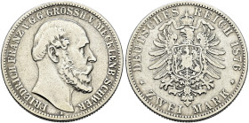 Silbermünzen des Kaiserreiches. MECKLENBURG-SCHWERIN 

Friedrich Franz II. 1842-1883. 2 Mark 1876 A. J. 84. schön-sehr schön/schön