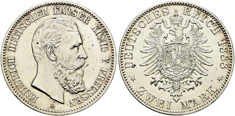 Silbermünzen des Kaiserreiches. PREUSSEN 

Friedrich III. 1888. 2 Mark 1888 A....