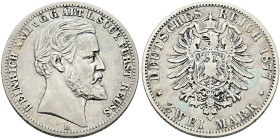Silbermünzen des Kaiserreiches. REUSS-ÄLTERE LINIE 

Heinrich XXII. 1867-1902. 2 Mark 1877 B. J. 116. sehr schön/fast sehr schön