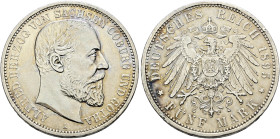 Silbermünzen des Kaiserreiches. SACHSEN-COBURG-GOTHA 

Alfred 1893-1900. 5 Mark 1895 A. J. 146. selten, leichte Tönung, kleine Kratzer und Randfehle...
