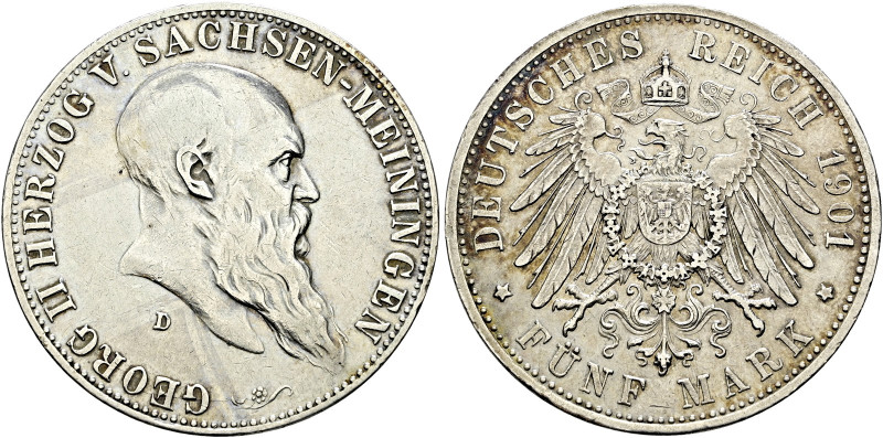 Silbermünzen des Kaiserreiches. SACHSEN-MEININGEN 

Georg II. 1866-1915. 5 Mar...