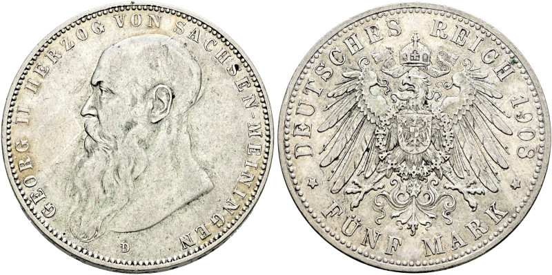 Silbermünzen des Kaiserreiches. SACHSEN-MEININGEN 

Georg II. 1866-1915. 5 Mar...