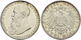 Silbermünzen des Kaiserreiches. SACHSEN-MEININGEN 

Georg II. 1866-1915. 2 Mark 1915. Auf seinen Tod. J. 154. leicht berieben, sonst gutes vorzüglic...