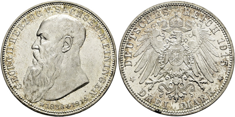 Silbermünzen des Kaiserreiches. SACHSEN-MEININGEN 

Georg II. 1866-1915. 3 Mar...