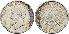 Silbermünzen des Kaiserreiches. SCHAUMBURG-LIPPE 

Georg 1893-1911. 2 Mark 1904 A. J. 164. kleine Kratzer und Randfehler, sehr schön