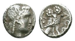 Greek Coins
Attica, Athens AR obol (Silver, ) c. 450 BC Attica,
Obv: Helmeted head of Athena r.
Rev: Owl standing r., head front, single leaf and b...