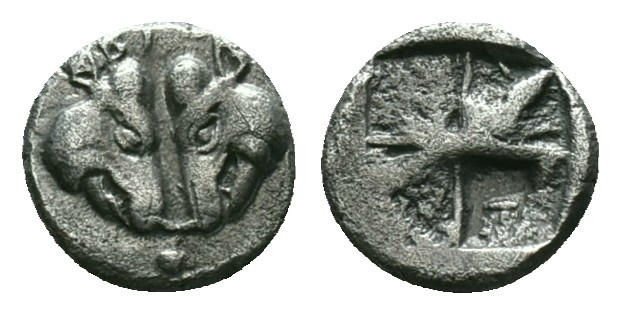 LESBOS. Unattributed early mint. Circa 500-450 BC. Confronted heads of two boars...