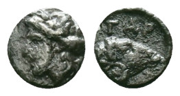 TROAS. Gargara. (Circa 400-350 BC)
AR Hemiobol
Obv: Laureate head of Apollo to left
Rev: Head of ram to right.

Reference:

Condition: Very Fin...