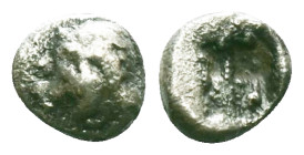 Greek Obol, Ca. 5th-3rd Century BC. AR.

Reference:

Condition: Very Fine

Weight: 0.22 gr.
Diameter: 5.5 mm