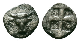 Greek
Troas, Lamponeia. Mid 5th Century B.C AR hemiobol(?) . Facing head of bull / Quadripartite incuse square.

Reference:

Condition: Very Fine...