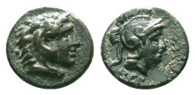 Greek
Greek, Mysia, Pergamon. ca. 310-284 B.C. Head of Herakles right, wearing lion's skin headdress / ΠEP, Helmeted head of Athena right. 

Condition...