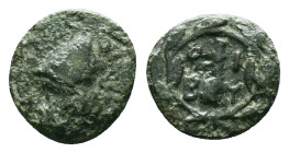 Greek Coins
TROAS.Birytis.(Circa 350-300 BC).Ae.
Obv : Bearded head of Kabeiros left, wearing pilos.
Rev : B-I P-Y.
Club within wreath

Condition: Ver...